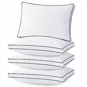 Queen Size Bed Pillows Set of 4 Gusseted Down Alternative Fluffy Supportive Oeko-tex Certified