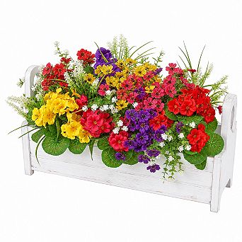 16 Pack Outdoor Artificial Flowers UV Resistant Faux Silk Garden Porch Decor