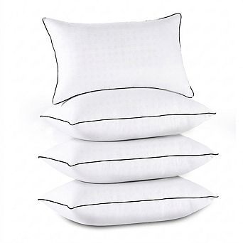 Bed Pillows Set of 4 Standard Hotel Quality Soft Supportive Oeko-tex Certified Down Alternative