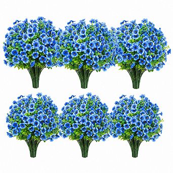 24 Pack UV Resistant Artificial Flowers Outdoor Indoor Decor Silk Plants