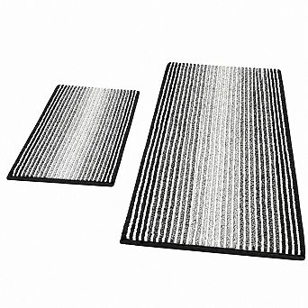 2 pc Thick Absorbent Chenille Bath Mat Set Non Slip Soft Machine Washable