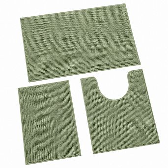 3 pc Ultra Soft Non Slip Absorbent Chenille Bathroom Rug Set Washable