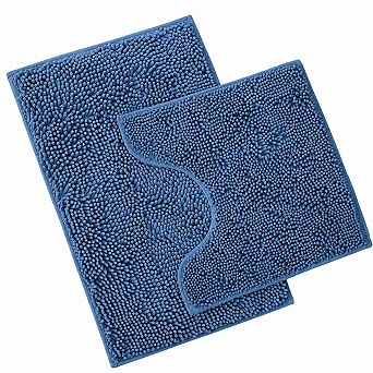2 pc Super Absorbent Chenille Bathroom Rug Set Non Slip Washable Quick Dry