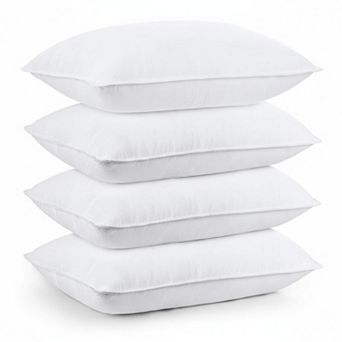 Bed Pillows Set of 4 Hotel Comfort Plush Support All Sleep Positions Year Round Use Easy Care