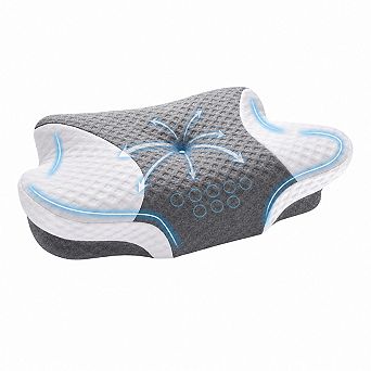 Memory Foam Neck Pillow Adjustable Heights Breathable Cooling Washable