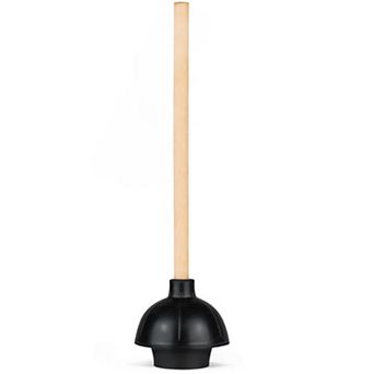 Heavy Duty Commercial Grade Toilet Plunger With Wood Handle Rubber Cup