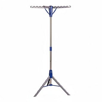 Steel Tripod 64-inch Folding Clothes Drying Rack 3 Rotatable Arms 30 Hangers Durable Space-saving