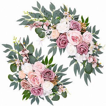 2 Pack Pre-Assembled Artificial Floral Swag Garland Wedding Arch Decorations Reusable Greenery
