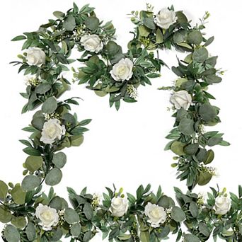 2 Pack Artificial Eucalyptus Rose Garland Greenery Vines For Wedding Home Decor