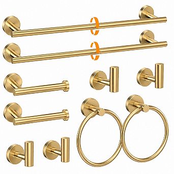 Stainless Steel Brushed Bathroom Hardware Set Wall Mounted Towel Bar Hooks Toilet Paper Holder