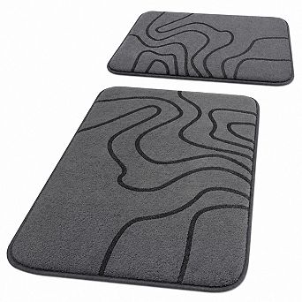 2 pc Memory Foam Bath Rug Set Extra Thick Absorbent Non Slip Washable