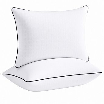 Queen Size Bed Pillows Set of 2 Fluffy Supportive Down Alternative Hotel Quality All Season