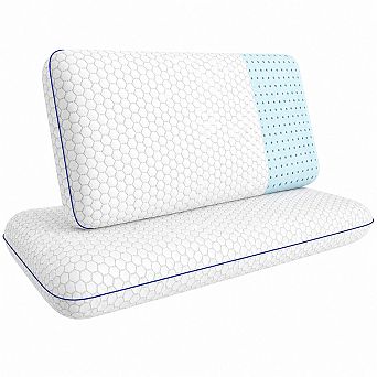 Memory Foam Bed Pillows Set of 2 Washable Breathable Mesh Supportive Sleep