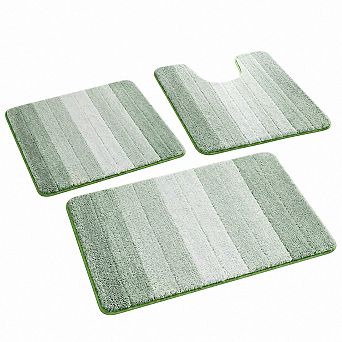 3 pc Ombre Bathroom Rug Set Non Slip Ultra Soft Water Absorbent Washable Quick Dry