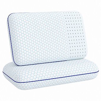 Memory Foam Bed Pillow Set Of 2 Breathable Washable Cover Supportive For Side Sleepers