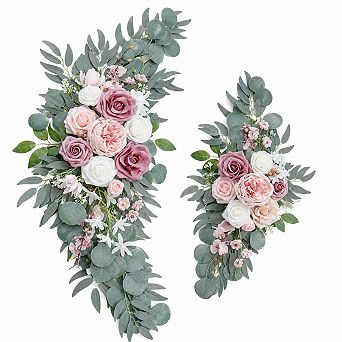2 Pack Artificial Dusty Rose Blush Wedding Arch Flowers For Ceremony Decorations