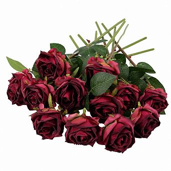 25 Pack Vintage Silk Artificial Rose Heads With Stems For DIY Wedding Decor
