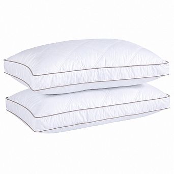 Goose Down Hotel Collection Pillows Set of 2 Medium Firm Cotton Cover