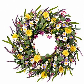 24 Inch Artificial Floral Lavender Wreath For Home Front Door Wedding Decor