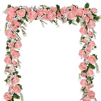 2 Pack Artificial Peony Rose Floral Garland Silk Greenery For Wedding Party Home Decor