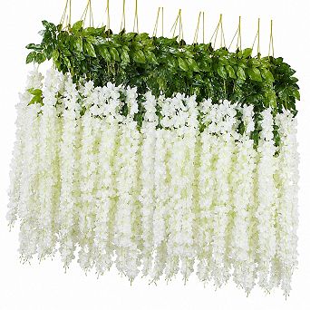 24 Pack Artificial Wisteria Hanging Vine Garland Silk Flowers For Wedding Party Home Garden Decor