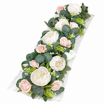 2 Pack Artificial Eucalyptus Flower Garland With Peony Rose Greenery For Wedding Home Decor