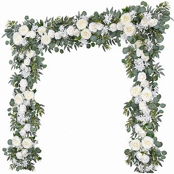 2 Artificial Peony Flower Eucalyptus Silk Garlands Flexible Stem Wedding Party Decor