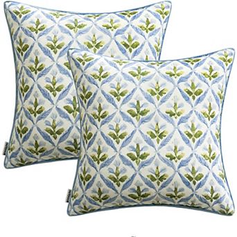 Floral Decorative Pillow Covers Set of 2,Outdoor Boho Vintage Coastal Accent Cushion Covers