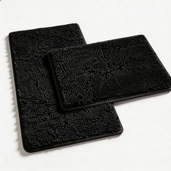 2 pc Bathroom Rugs Set,Thick Chenille Bath Mats, Soft Quick Dry Plush Absorbent Bath Rugs