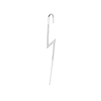 Sterling Silver Lightning Bolt Ear Crawler With White Gemstones