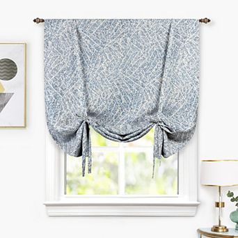 DriftAway Farmhouse Double Layer Linen Blackout Tie Up Curtains Vertical Striped Balloon Roman Shade