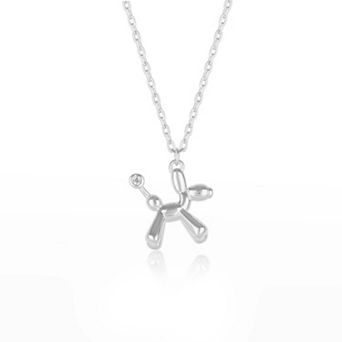 Balloon Dog Poodle Necklace In Sterling Silver