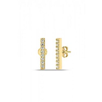 Sterling Silver Zirconia Bar Stud Earring