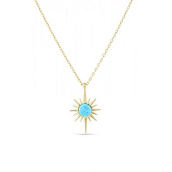 Blue Opal Northernstar Sterling Silver Pendant Necklace