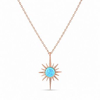 Blue Opal Northernstar Sterling Silver Pendant Necklace