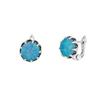 Round Opal High Quality Sterling Silver Earrings