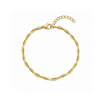 Bead Chain Twisted Sterling Silver Bracelet