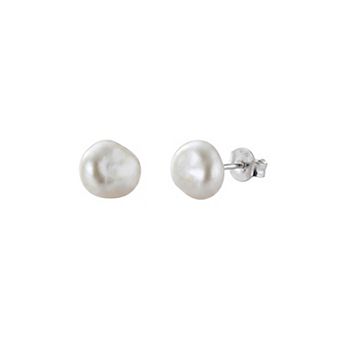 Baroque Pearl Irregular Stud Earring Sterling Silver