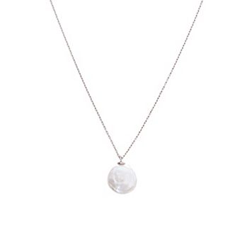 Baroque Flat Pearl Pendant Necklace Sterling Silver