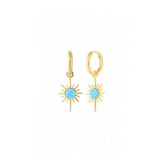 Blue Opal Northernstar Drop Hoop Earring Sterling Silver