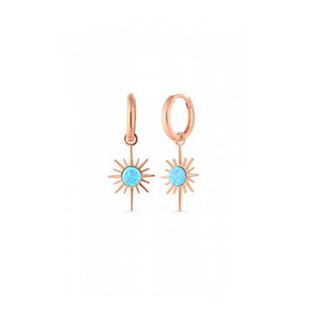 Blue Opal Northernstar Drop Hoop Earring Sterling Silver