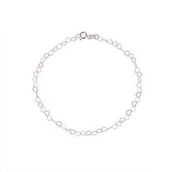 Love Heart Sterling Silver Chain Bracelet
