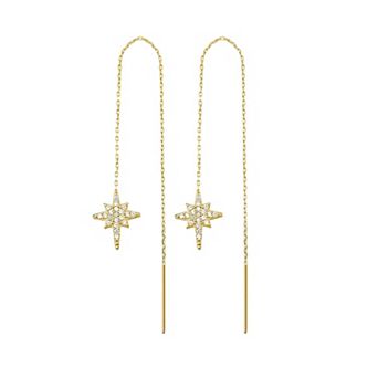 Northernstar Starbust Sterling Silver Chain Drop Earrings