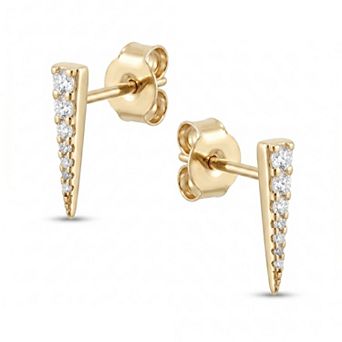 Long Pave Dagger Stud Earrings