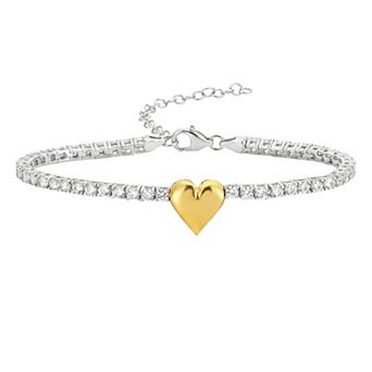 Sterling Silver Heart Tennis Bracelet
