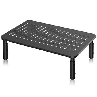 3 tier Height Adjustable Metal Monitor Stand Riser w/ Ventilated Platform for Laptops & Printers
