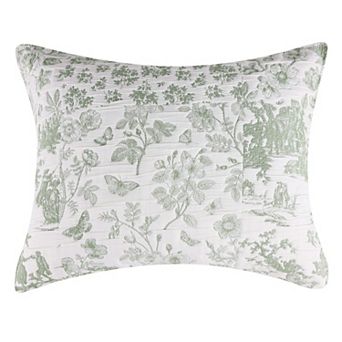 Toile Patch 100% Jacquard Woven Polyester Pillow Sham Sage