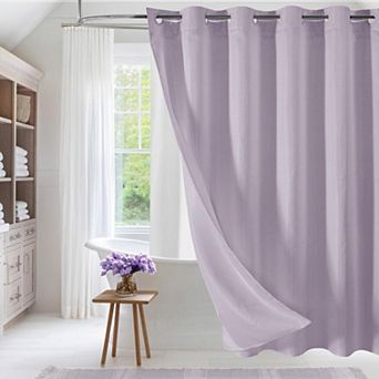 Heavy Duty Fabric Shower Curtain With Snap In Liner Split Rings Easy Care