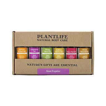 Plantlife Top Six Carrier Oil Set for Decorative Aroma Blending, Six 10 ml Oils
