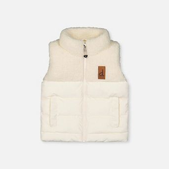 Little Kids Girl Sherpa and Quilted Sleeveless Mid-Season Vest